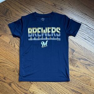 MLB Genuine Merchandise Kid’s Small  Navy and Gold Brewers Tee